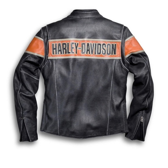 Harley Davidson Men's Victory Lane Black Biker Distressed Leather Jacket - Picture 2 of 4
